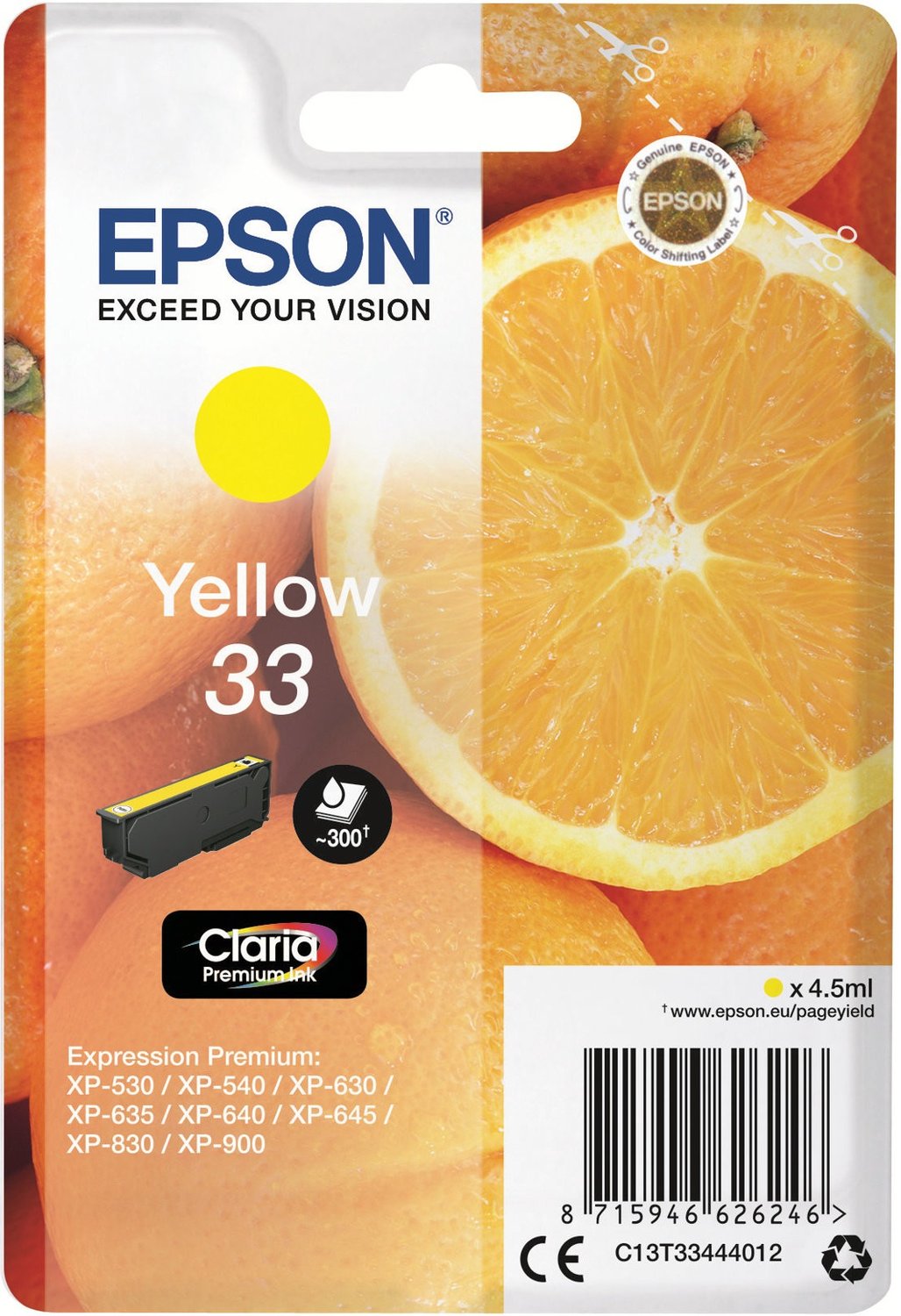 Epson 33 Tintenpatrone in Farbe yellow