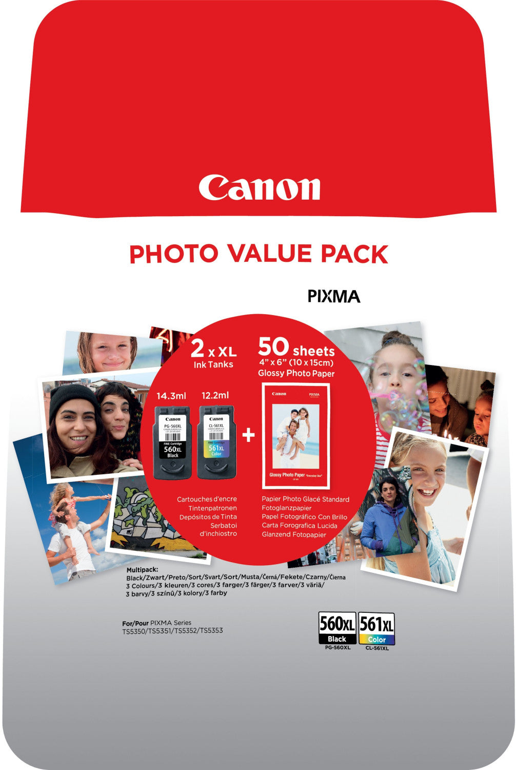 Canon CL-561XL, PG-560XL Tintenpatrone in Farbe black-tri-color