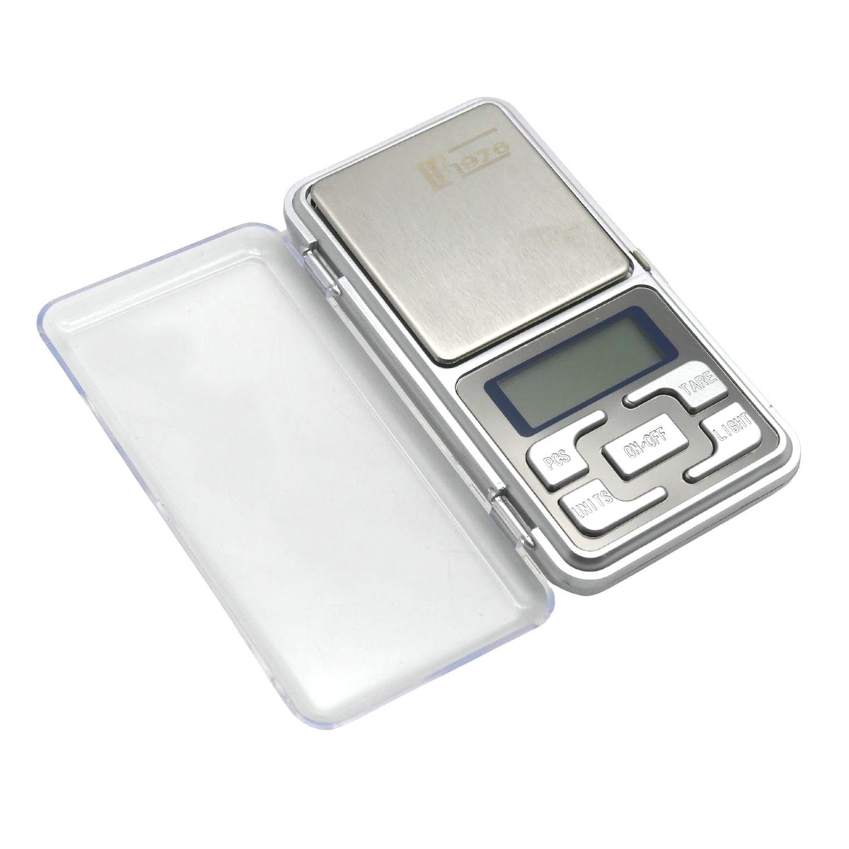 Feinwaage mit Abdeckklappe silber
