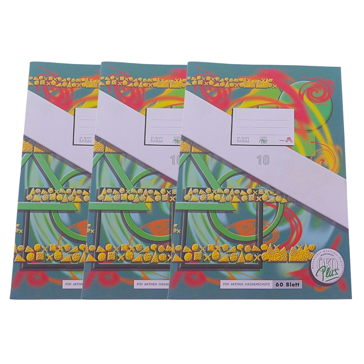 3x ÖKO Plus Schulheft A4 – Lineatur 10, 60 Blatt