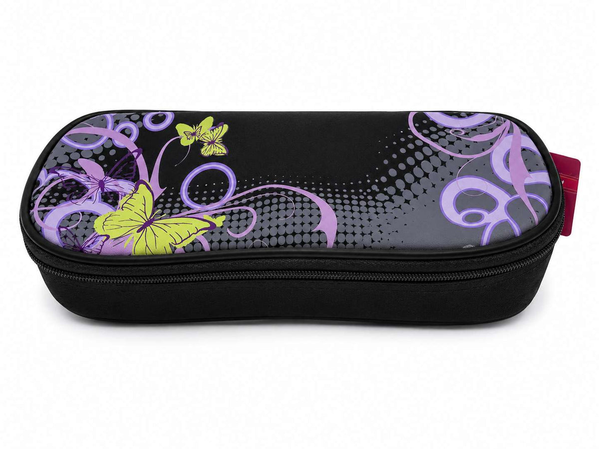 BRUNNEN Federmäppchen – Schmetterling-Design – Schwarz/Lila