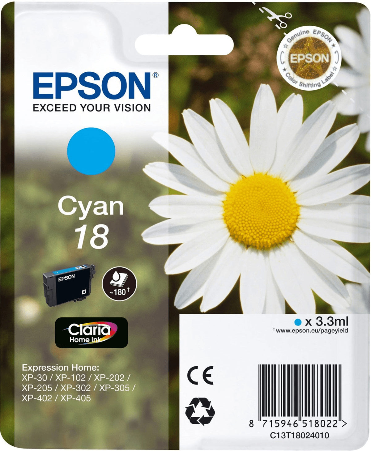 Epson 18 Tintenpatrone in Farbe cyan
