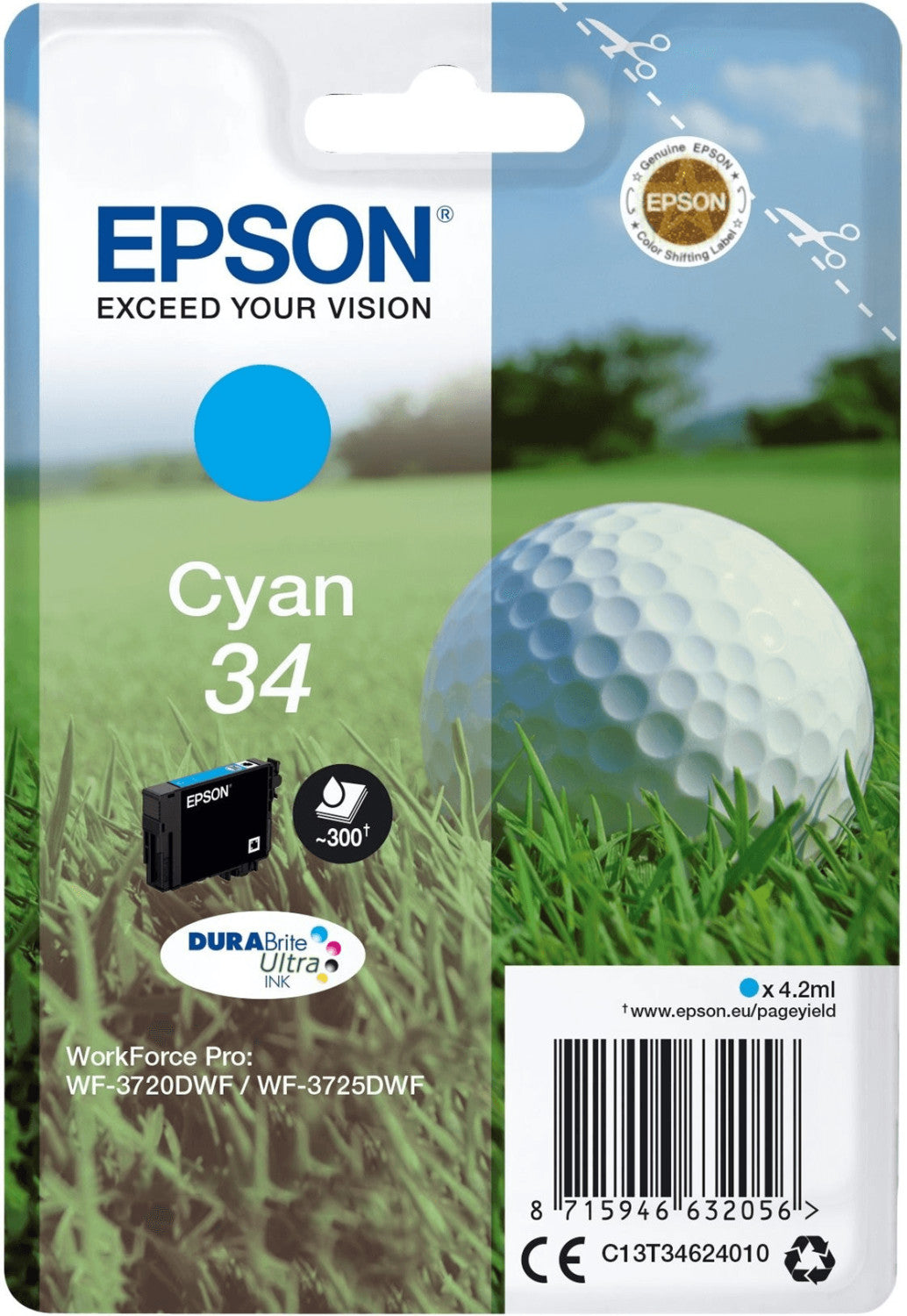 Epson 34 Tintenpatrone in Farbe cyan