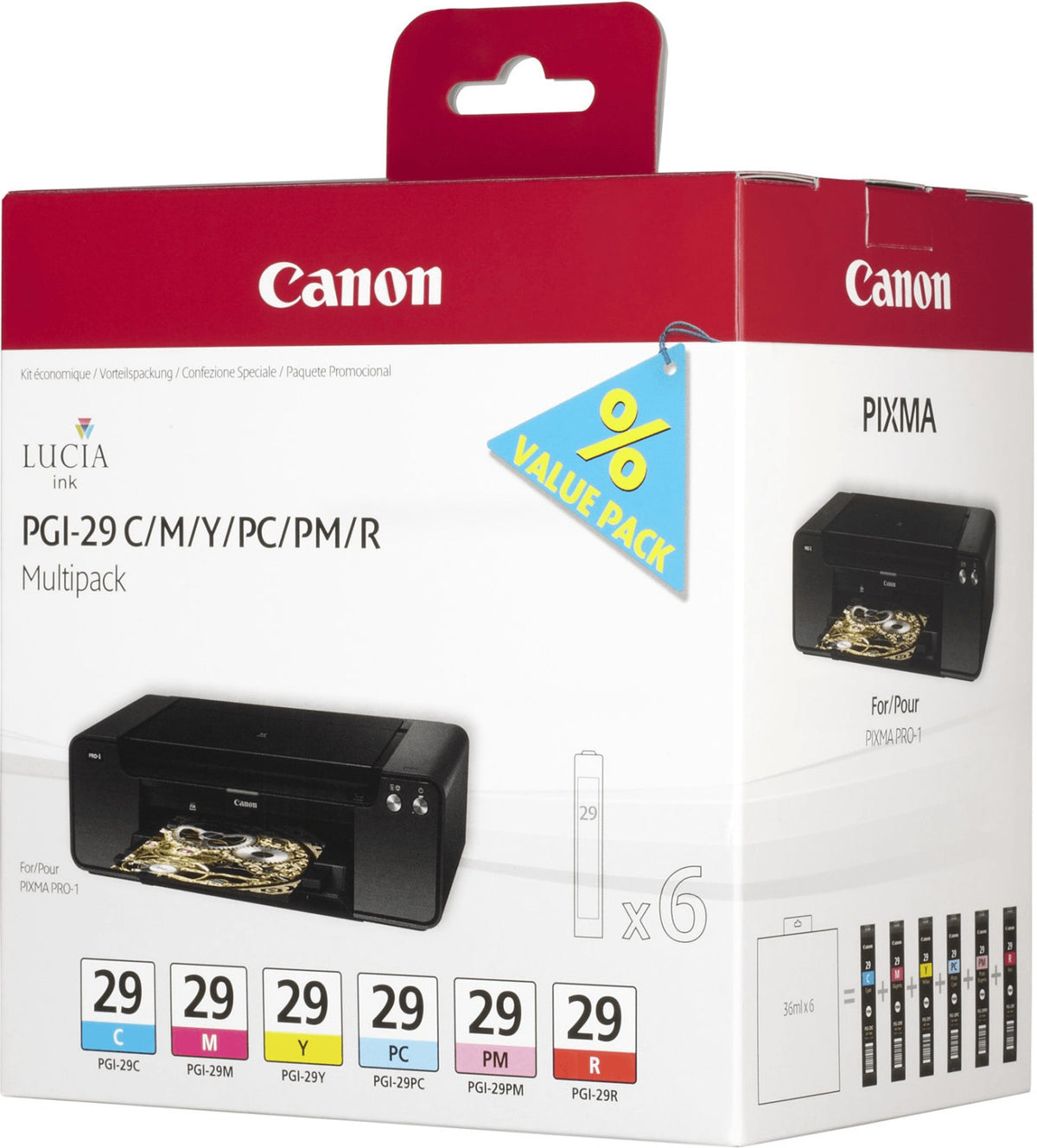 Canon PGI-29C, PGI-29M, PGI-29PC, PGI-29PM, PGI-29R, PGI-29Y Tintenpatrone in Farbe cyan