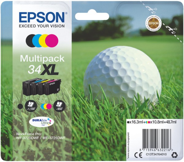 44737_4x_Original_Epson_34XL_Tinte_Patrone_für_WorkForce_Pro_WF_3700_3720_3725