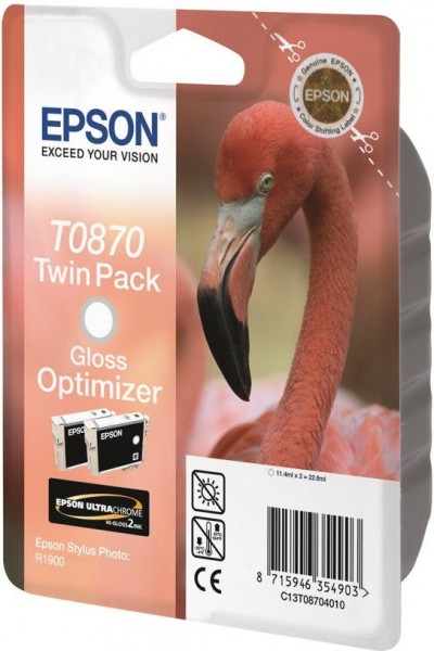 Original Epson Tinten Patrone T0870 Twinpack Gloss Optimizier für Stylus Photo R 1900
