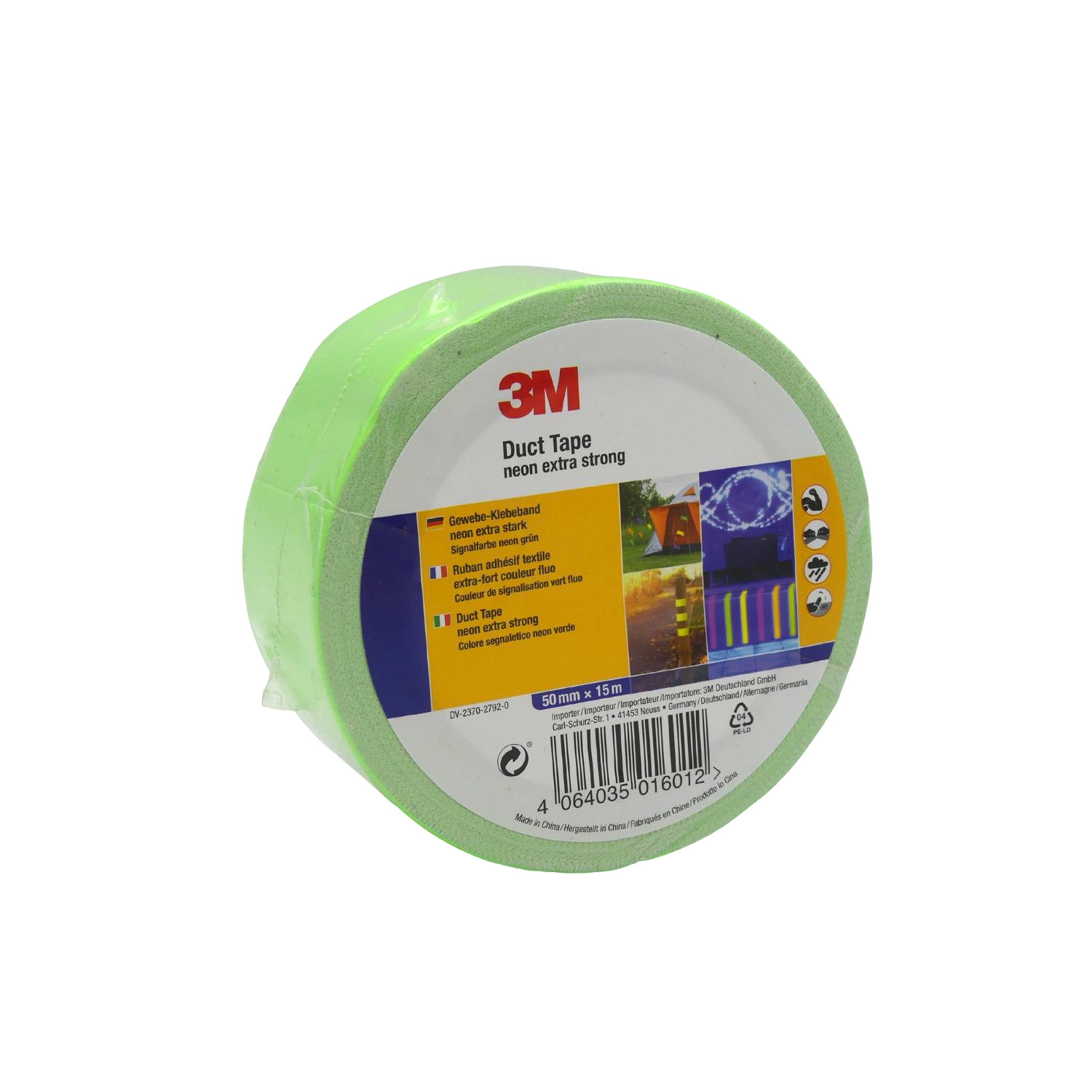3M Duct Tape Gewebe-Klebeband neon extra stark 50 mm x 15 m Signalfarbe  Neongrün