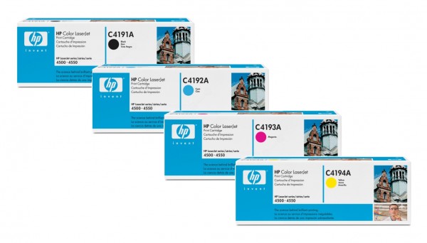 4x Original HP Toner C4191/2/3/4A für Color Laserjet 4500 4550