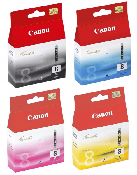 4x Original Canon Tinten Patrone CLI-8 4-farbig für IP 4200 5200 6600 6700 MP 530