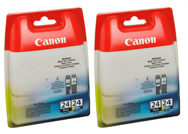2x Original Canon Tinten Patrone BCI-24 Multipack schwarz/color für Pixma 110 1000 2000