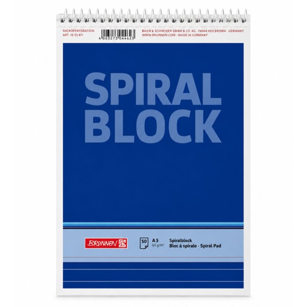 64464_BRUNNEN_Spiralblock_DIN_A5_–_liniert_–_50_Blatt_–_60_g/m²