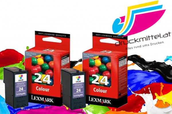 2x Original Lexmark 24 Tinte Patronen für X 3530 3550 4530 4550 Z 1410 1420 1450