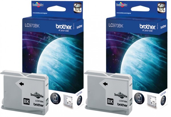 2x Original Brother Tinte LC-970BK für DCP 135 150 153 157 MFC 235 260