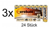 24x Eurorabatt AAA 1,5V Micro Batterien Alkaline Plus Extra Long Life LR03 AM4 Micro