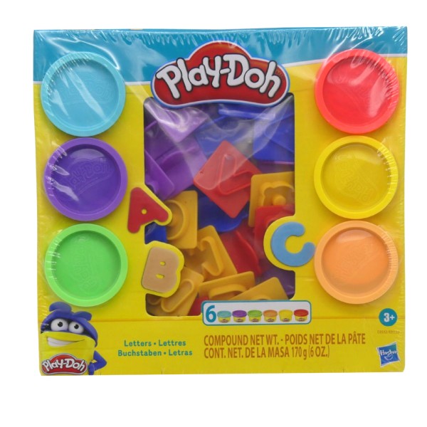 54739_Play-Doh_lustige_Buchstaben_mehrfarbig_Knetmasse_6_Farben_26_Buchstaben