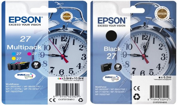 4 x Original Epson 27 Tinte Patronen WF3620 WF3640 WF7110 WF7610 Set