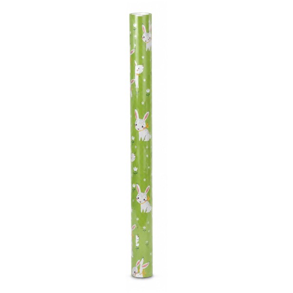 64465_5x_Oster-Geschenkpapier_auf_Rolle_–_Grün_mit_niedlichem_Hasenmotiv