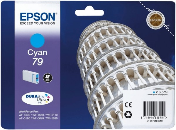 Original Epson Tinten Patrone 79 cyan für WorkForce 4630 5110 5190 5690