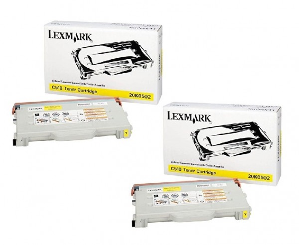 2x Original Lexmark Toner 20K0502 gelb für C 510 oV