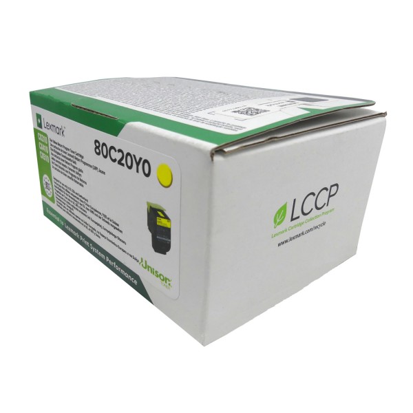 46201_Original_Lexmark_Toner_80C20Y0_gelb_für_CX_310_410_510_Neutrale_Schachtel
