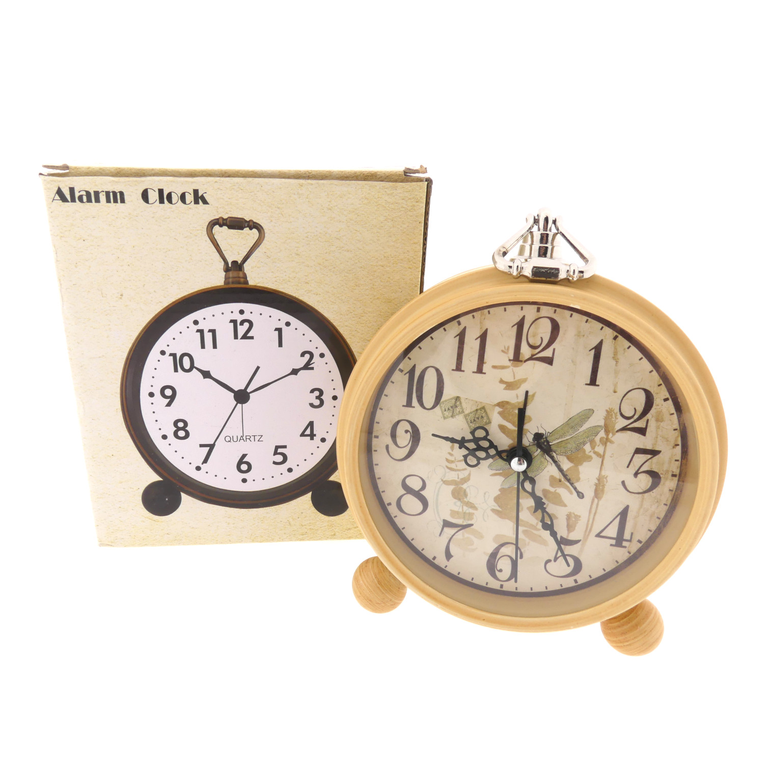 analoger Wecker rustikal braun Quartz Uhr Alarm batteriebetriebene