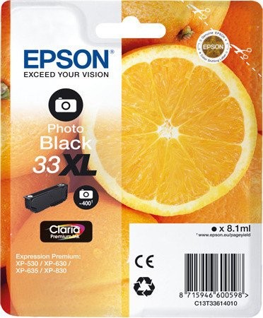 Original Epson Tinte Patrone 33XL foto-schwarz für Expression 530 630 830