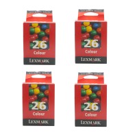 4x Original Lexmark Tinten Patrone 26 für I3 X1100 X1110 Z500 Z600 X74 X75