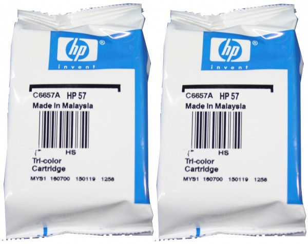 2x Original HP Tintendruckkopfpatrone 57 farbig 2-er Pack für Deskjet 450 5500 5550 9600 Blister