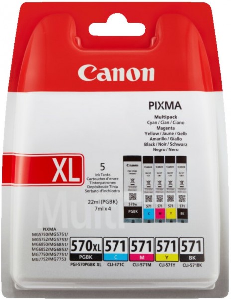 Original Canon Tinten Patronen PGI-570XL/CLI-571 PGBK/C/M/Y/BK Multipack Pixma 5700 7700