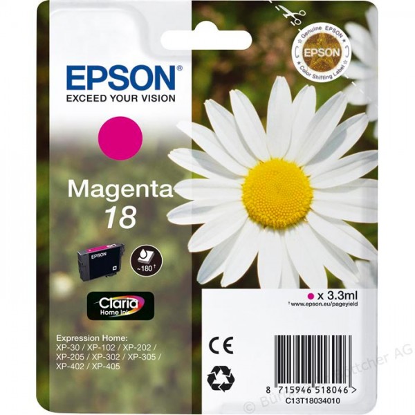 Original Epson Tinten Patrone 18 magenta für Expression 30 102 202 205 305 405
