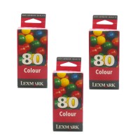 3x Original Lexmark Tinten Patrone 80 für Colorjetprinter 3200 5000 5700 7000 X63 X82 Z11 Z31 Z82