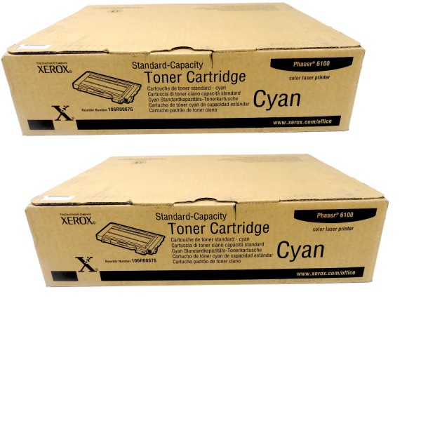 2x Original Xerox Toner 106R00676 cyan für Phaser 6100 B-Ware