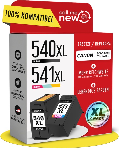 2x callmenew Premium TINTE PATRONE FÜR CANON PG-540XL CL-541XL Pixma MG3150 MG3550 MX395 MX525 TS515