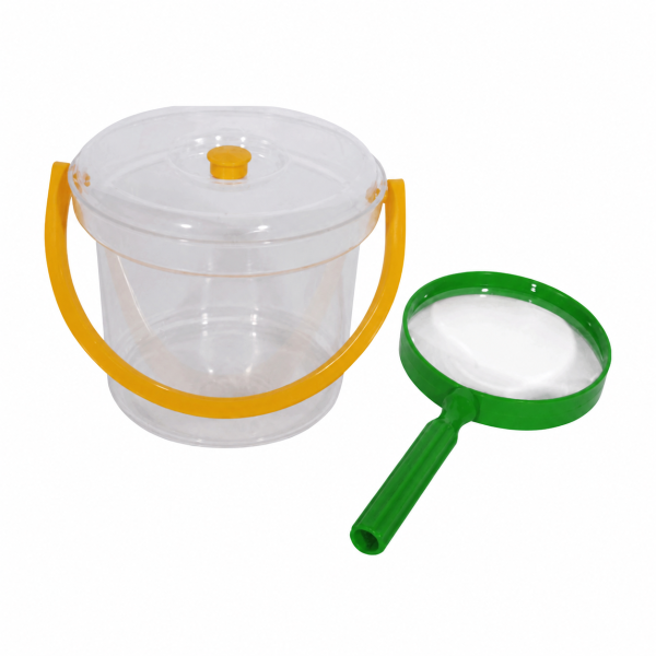 58530_Gowi_Experimentierset_Forscher_transparenter_Eimer_mit_grüner_Lupe_Strand_Spielzeug
