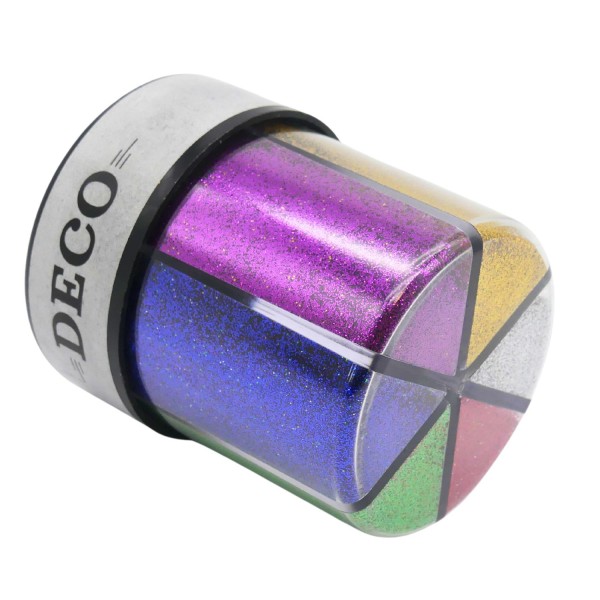58566_DECO_Glitter_6x_13g_verschiedene_Farben_Glitzer_metallische_Glimmer_Bastelmaterial_Kreation