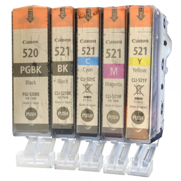 5x Original Canon Tinte Patrone PGI-520 CLI-521 für IP 3600 4600 MP 540 560 640 Blister