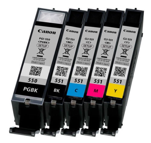 5x Original Canon Tinten Patronen PGI-550 CLI-551 BK/C/M/Y Multipack für Pixma 7200 5400 720