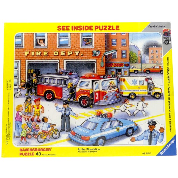 53184_Ravensburger_Puzzle_Feuerwehrstation_066452_Kinder_Rahmenpuzzle_43_Teile_37_x_29_cm_NEU_OVP