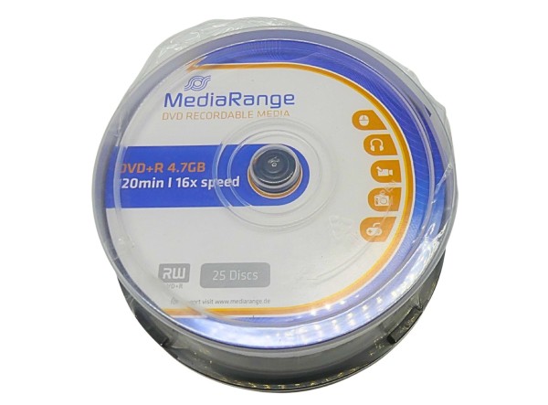 61627_MediaRange_DVD+R_47_GB_25_Stück_120_min/16x_optischer_Datenträger_MR404