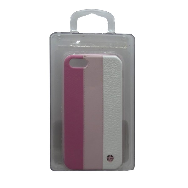Original Trexta iPhone 5 5S Handyhülle Trio Soft Shell Leder rosa gestreift