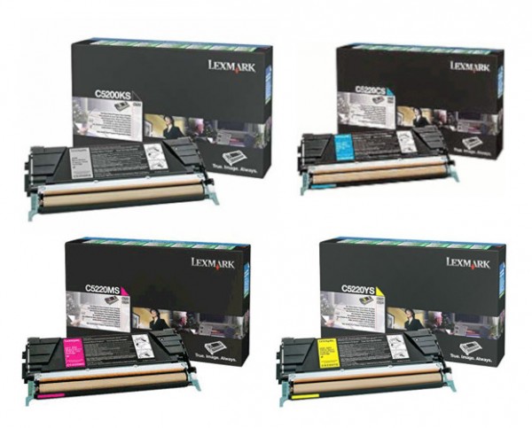 4x Original Lexmar Toner C5200K/M/C/Y für Optra C 530 - neu umverpackt