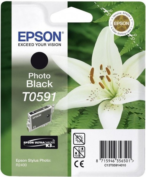 Original Epson Tinten Patrone T0591 schwarz für Stylus Photo R2400