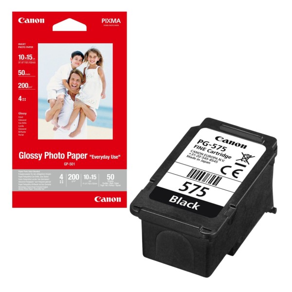63299_Original_Canon_PG-575_schwarz_+_GP-501_Fotopapier_(10x15)_Value_Pack