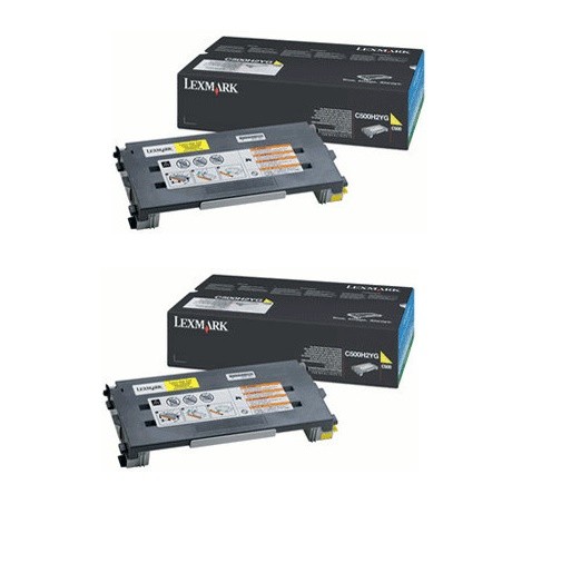 2x Original Lexmark Toner C500H2YG gelb für C 500 X 500 502 B-Ware