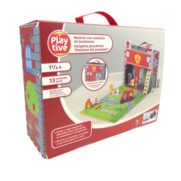 56273_Playtive_Spielkoffer_Feuerwehrstation_13-teilig_tragbar_große_Spielfläche_spielen_ab_1_1/2_Jahren