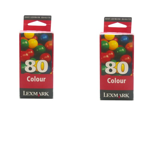 2x Original Lexmark 80 Tinten Patrone für Colorjetprinter 3200 5000 5700 7000