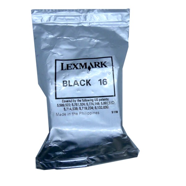 Original Lexmark Tinte Patrone 16 schwarz für X 1110 1130 1155 1160 1170 1180 Blister
