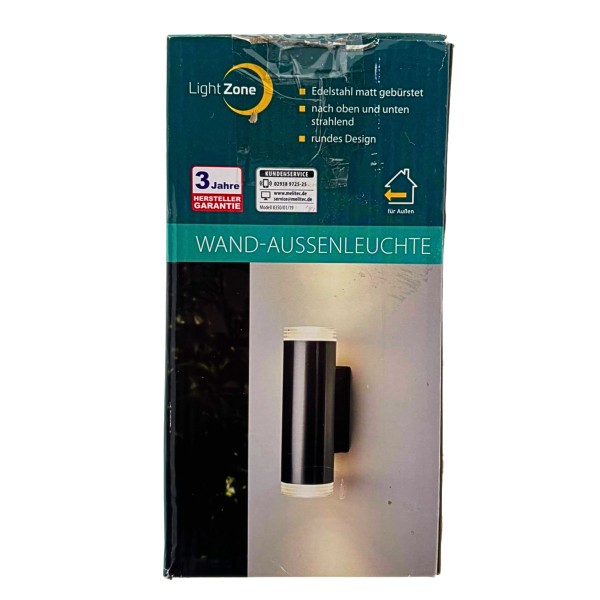 64301_LightZone_LED_Wand-Außenleuchte_–_Edelstahl,_IP44,_inkl_2_LED-Leuchtmittel_(Verpackung_leicht_beschädigt)