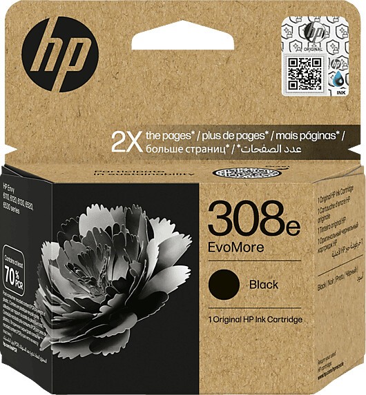 64393_Original_HP_308e_Tinte_Patrone_schwarz_für_Envy_6110_6120_6122_6130_6132_6520_6530_6532e_AG*