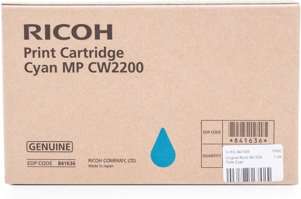 61109_Original_Ricoh_Tintenpatrone_841636_cyan_für_Lanier_MP_CW_2200_2201_Blister